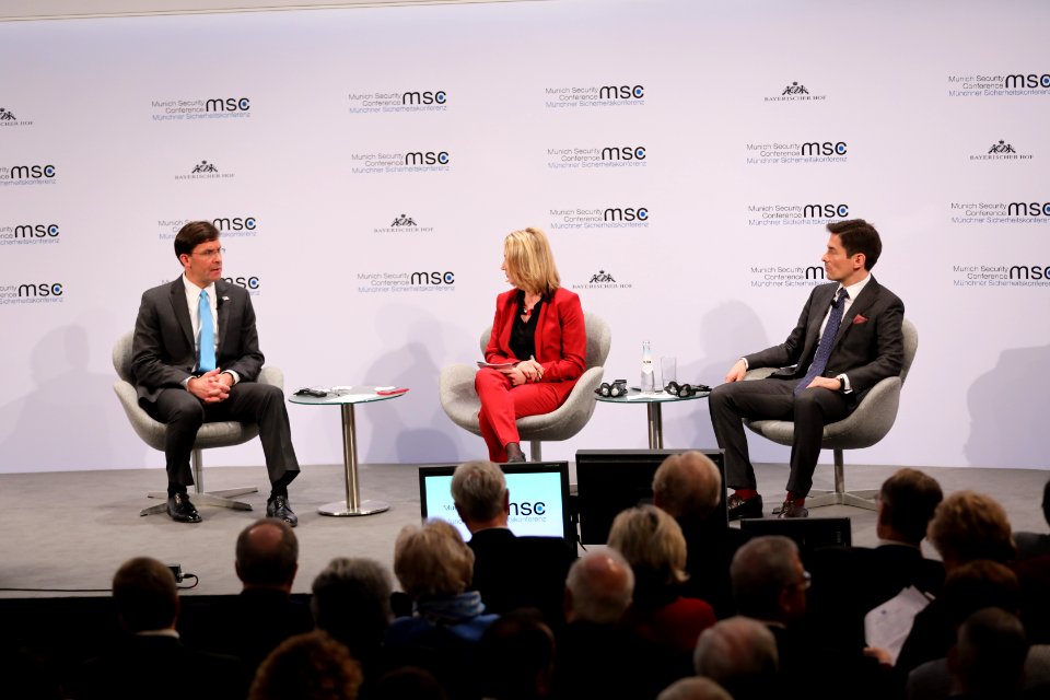 Secretary of Defense Mark Esper takes questions at the MSC 2020 (49557186891)