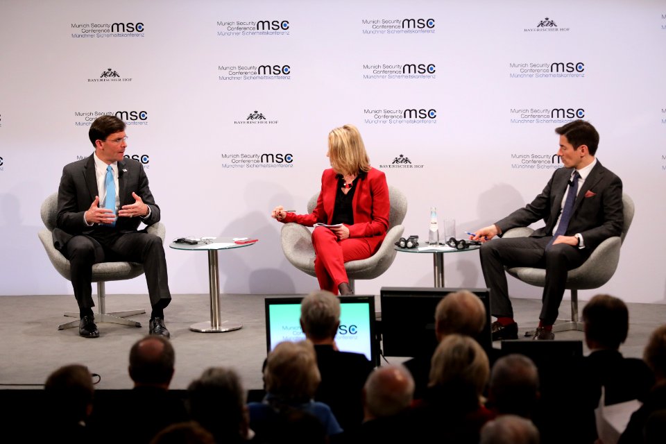Secretary of Defense Mark Esper takes questions at the MSC 2020 (49557419937)