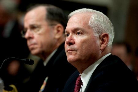 Secretary of Defense Robert M. Gates, right, testifies before the Senate Armed Services Committee at the Dirksen Senate Office Building in Washington, D.C., Dec 101202-N-TT977-323