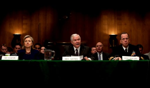 Secretary of State Hillary Rodham Clinton, Secretary of Defense Robert M. Gates and Chairman of the Joint Chiefs of Staff Navy Adm. Mike Mullen testify before the Senate Armed Services Committee 