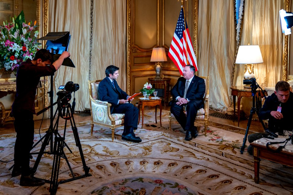 Secretary of State Michael R. Pompeo With Laureano Perez Izquierdo of Infobae