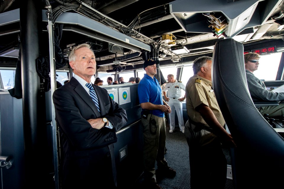 Secretary of the Navy tours USNS Choctaw County 140910-N-LV331-002