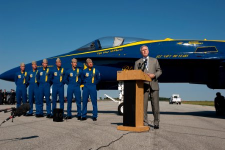 Secretary of the Navy speaks about the Blue Angels conducting flights with a 50-50 mix of biofuel and JP-5 aviation fuel (6106605668)