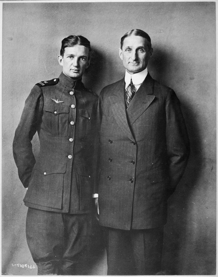 Secretary of the Treasury William G. McAdoo and his son William, Jr., who is in the aviation branch of the Navy. Underwo - NARA - 533721