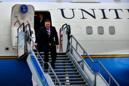 Secretary Pompeo Arrives in Budapest, Hungary - 47007697002