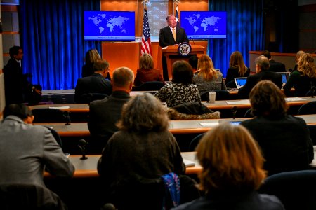 Secretary Pompeo Delivers Remarks to the Press in Washington - 33073126298