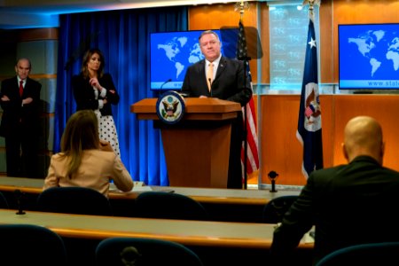 Secretary Pompeo Delivers Remarks to the Media (49721230082)