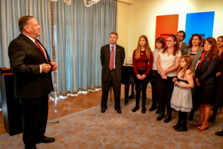 Secretary Pompeo Meets With Embassy Employees photo