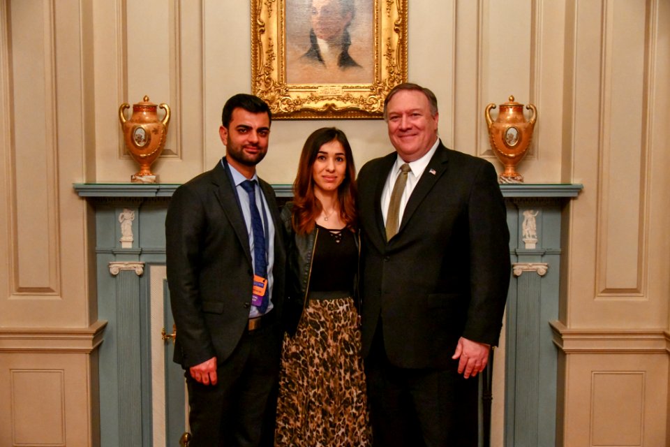 Secretary Pompeo Presents Nadia Murad With a Certificate of Appreciation