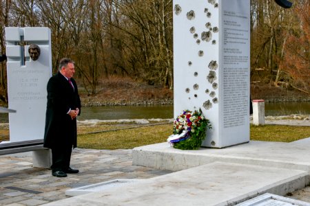 Secretary Pompeo Visits Gate of Freedom Memorial in Bratislava - 32128595957 photo