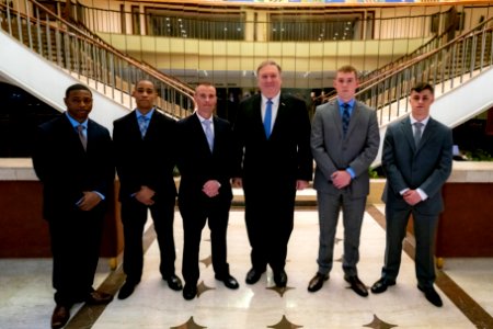 Secretary Pompeo With Marine Security Guards in Mexico City