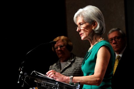 Secretary Sebelius delivers remarks at the HHS 2014 Budget Press Conference , April 10, 2013 (Pic 3)
