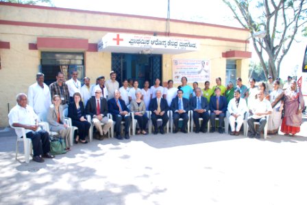 Secretary Sebelius in front of the Primary Health Center in Belgaum, India