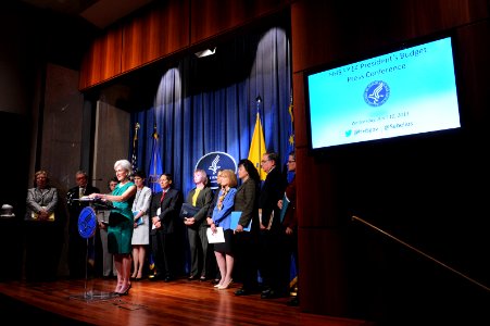 Secretary Sebelius delivers remarks at the HHS 2014 Budget Press Conference , April 10, 2013 (Pic 5)