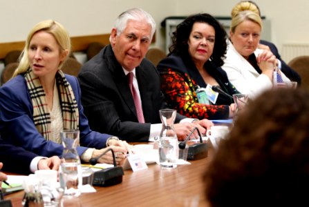 Secretary Tillerson Meets With Ambassador MacIntosh and UK Political Director Pierce at NATO Headquarters
