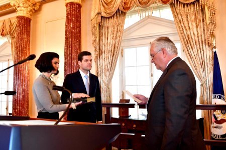 Secretary Tillerson Officiates the Swearing-In Ceremony for Assistant Secretary Mitchell