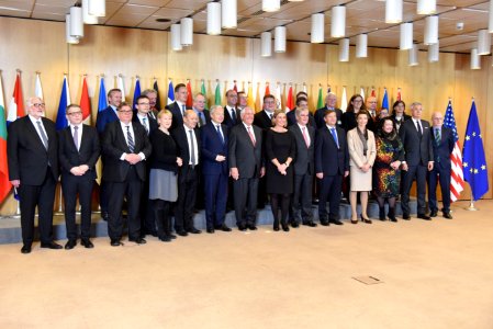 Secretary Tillerson Participates in a Family Photo With the Foreign Ministers of the 28 EU Member States