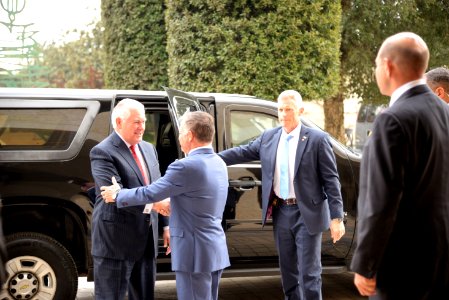 Secretary Tillerson is Greeted by the King Abdullah II of Jordan in Amman