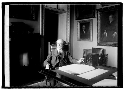 Secty. Hughes at radio LCCN2016846146