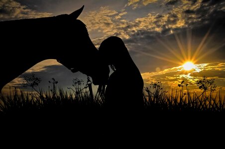 Woman ride horse head