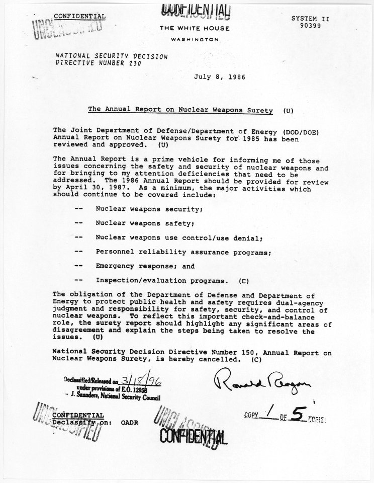 The Annual Report on Nuclear Weapons Surety - NARA - 198337
