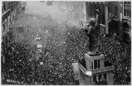 The announcing of the armistice on November 11, 1918, was the occasion for a monster celebration in Philadelphia... - NARA - 533478 photo