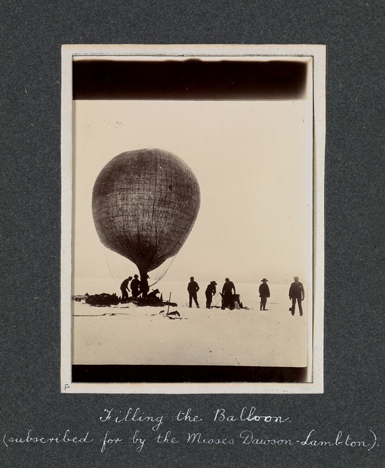 The ballloon being filled on the ice. RMG S0742-001