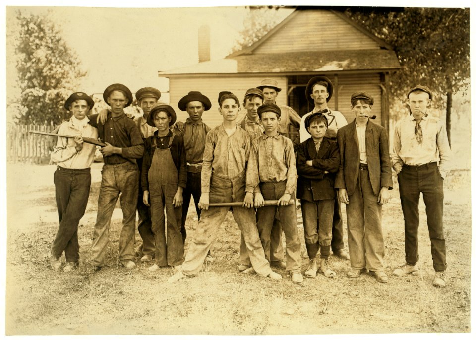 The Ball Team. Composed mainly of glass workers. Indiana. Aug. 1908. L.W.H. (Lewis Wickes Hine). LOC cph.3a01124