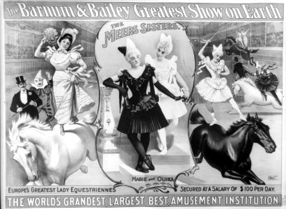 The Barnum and Bailey greatest show on earth-The Meer Sisters-Europe's greatest lady equestriennes(...) - The Strobridge Lith. Co. LCCN2018647637