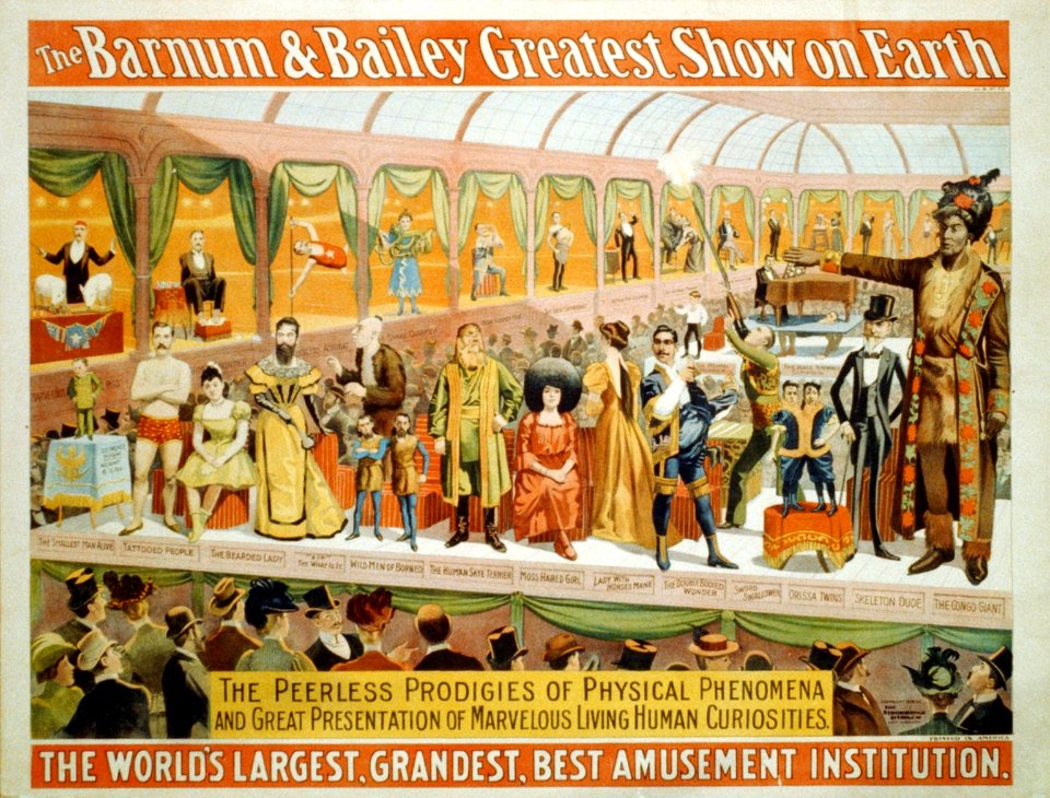 The Barnum and Bailey Greatest Show on Earth. The Peerless Prodigies of Physical Phenomena. (with) Smallest Man Alive (and) the Congo Giant LCCN2002719038