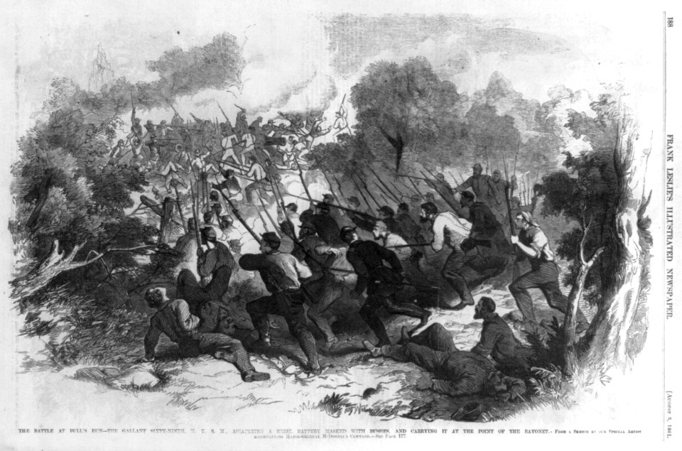 The Battle at Bull's Run - the gallant 69th N.Y.S.M. assaulting a rebel battery... LCCN2006681439