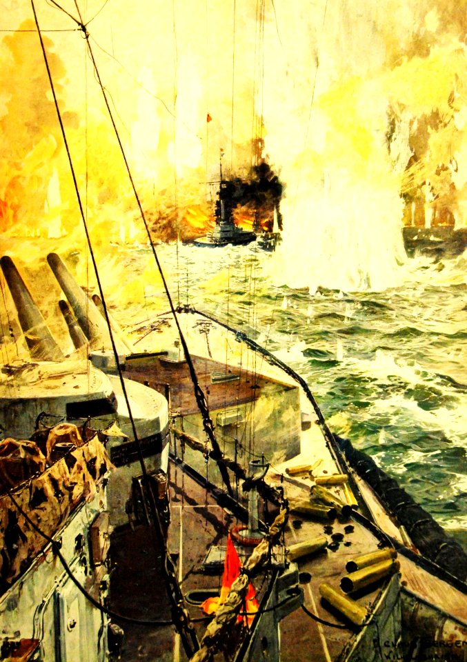 The Battle of Jutland, May 31, 1916, artwork by Claus Bergen (30175415340)