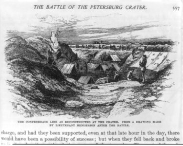 The Battle of the Petersburg Crater- The Confederate line as reconstructed at the crater. From a drawing made by Lieutenant Henderson after the battle LCCN2003669689