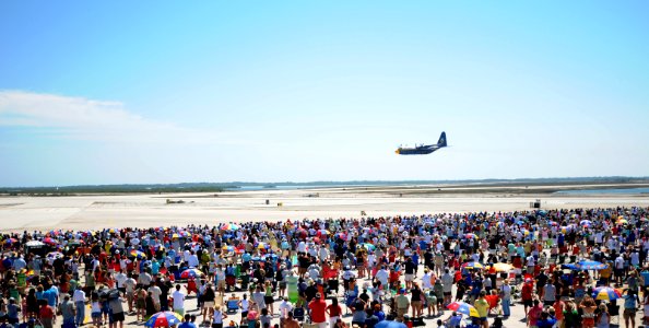 The Blue Angels C-130 flies over Boca Chica Field. (8592540762) photo
