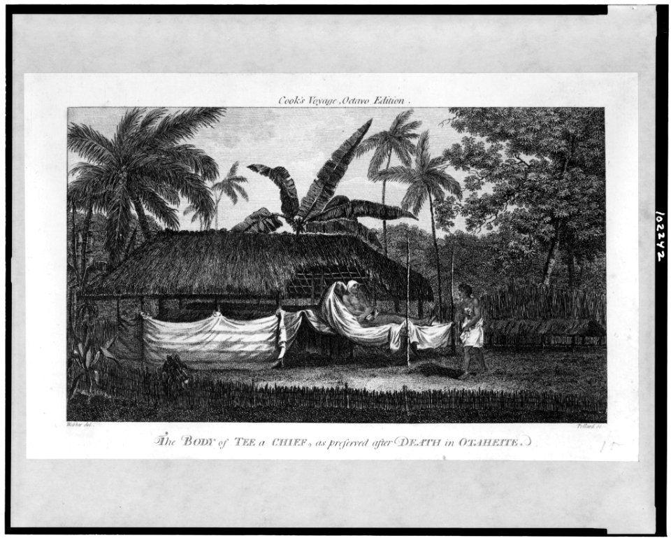 The Body of Tee, a chief, as preserved after death in Otaheite - Webber del. ; Pollard sc. LCCN90716765