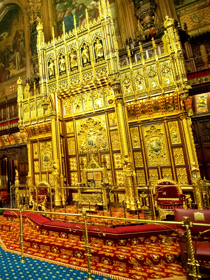 The British monarch's throne in the House of Lords
