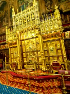 The British monarch's throne in the House of Lords