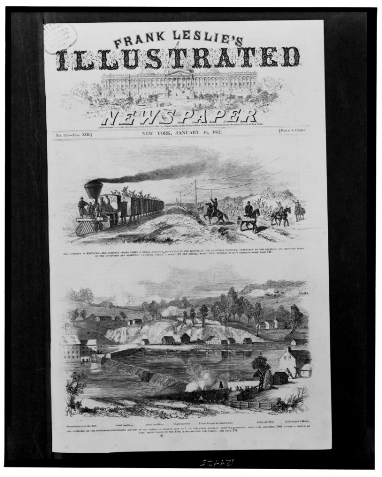 The campaign in Kentucky-The national troops under General Johnston advancing on the Louisville and Nashville Turnpike, overtaken by the equipage and baggage train on the Louisville and LCCN99471593