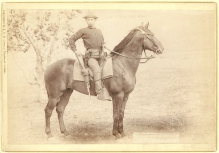 The Cavalier. The young soldier and his horse on duty (a)t camp Cheyenne - photo and copyright by Grabill. LCCN99613834