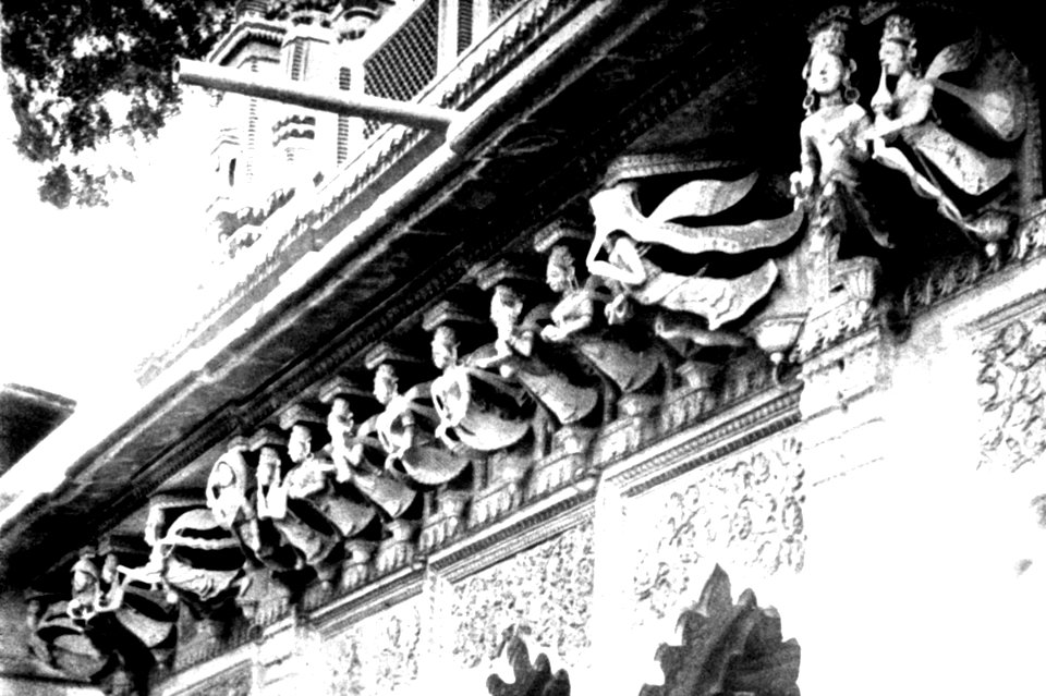 The Celestial Fairies (Apsaras), sculpture on a modern Hindu Temple, Benares
