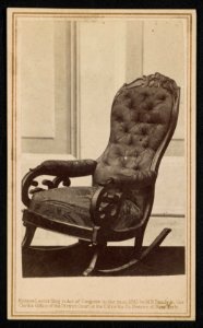 The chair in which Abraham Lincoln was assassinated at Ford's Theatre, Washington, D.C.) - From photographic negative in Brady's National Portrait Gallery LCCN2016652256