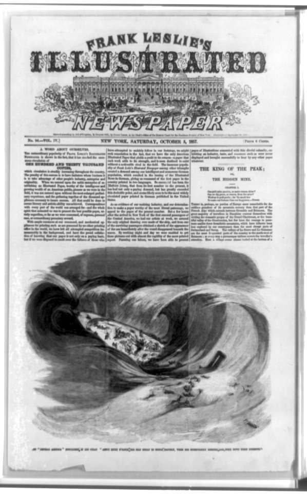 The Central America engulphed in the ocean, about eight the ship began to settle rapidly, when she momentarily righted and went down stern foremost LCCN96509552