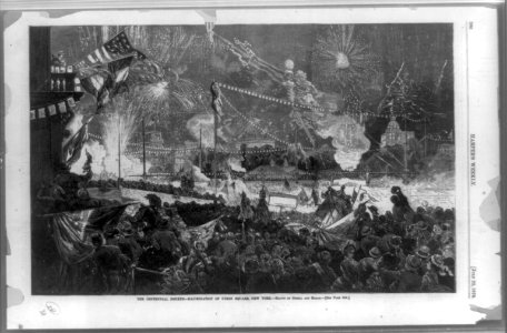 The Centennial Fourth - illumination of Union Square, New York - drawn by Schell & Hogan. LCCN89708531