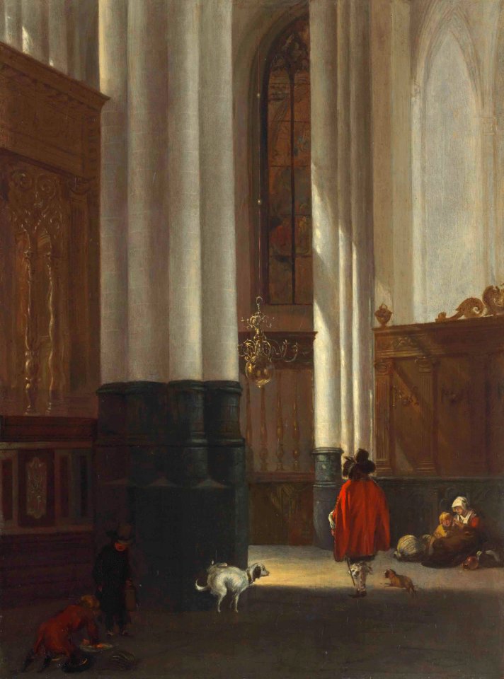 The choir of the New Church, Amsterdam, with figures