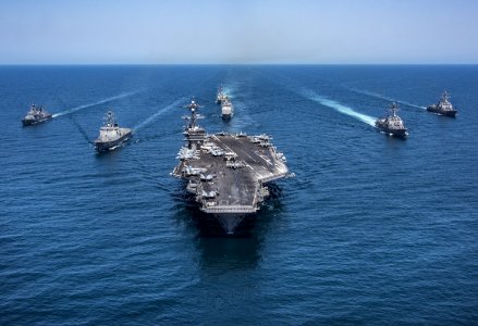 Sejong the Great (DDG 991), Yang Manchun (DDH 973), USS Wayne E. Meyer (DDG 108), USS Michael Murphy (DDG 112), USS Stethem (DDG 63), USS Lake Champlain (CG 57) and Nimitz-class aircraft carrier USS Carl Vinson (CVN 70) (34389374276)