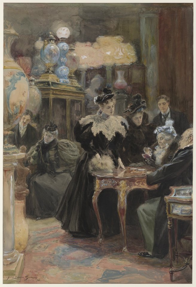 Selecting miniatures, old store, Bailey, Banks, Biddle, Philadelphia