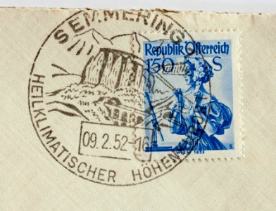 Semmering Heilklimatischer Höhenkurort Stempel Briefmarke Österreich 1952 photo