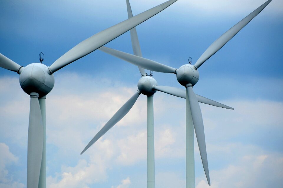 Wind turbine clouds sky ena