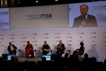 Senator Lindsey Graham takes part in the panel discussion Multilateralism in a Changing International Order (49557194892) photo