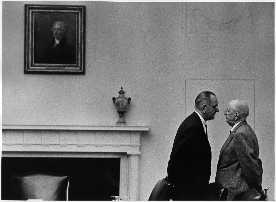 Senator Richard Russell and President Lyndon B. Johnson - NARA - 192493